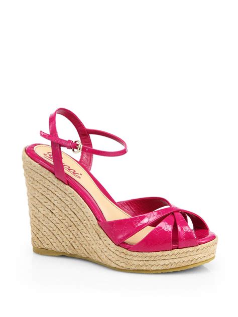 pink gucci wedges|Gucci espadrilles black leather.